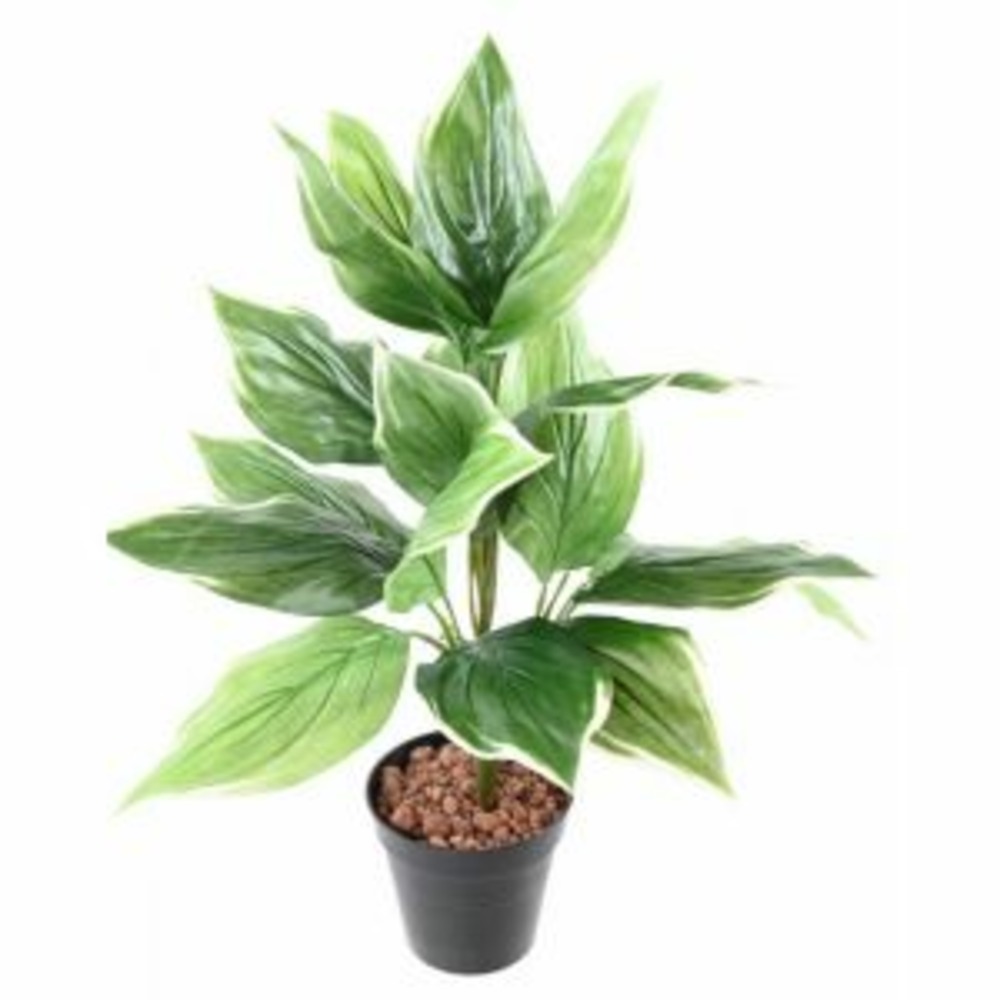 Hosta artificiel en piquet h60 cm 18 feuilles