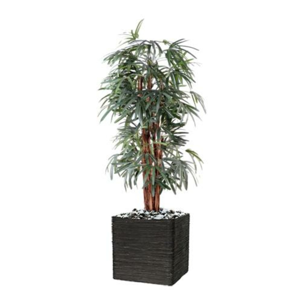 Palmier raphis artificiel h 210 cm d 100 cm en pot - dimhaut: h 210 cm - couleur