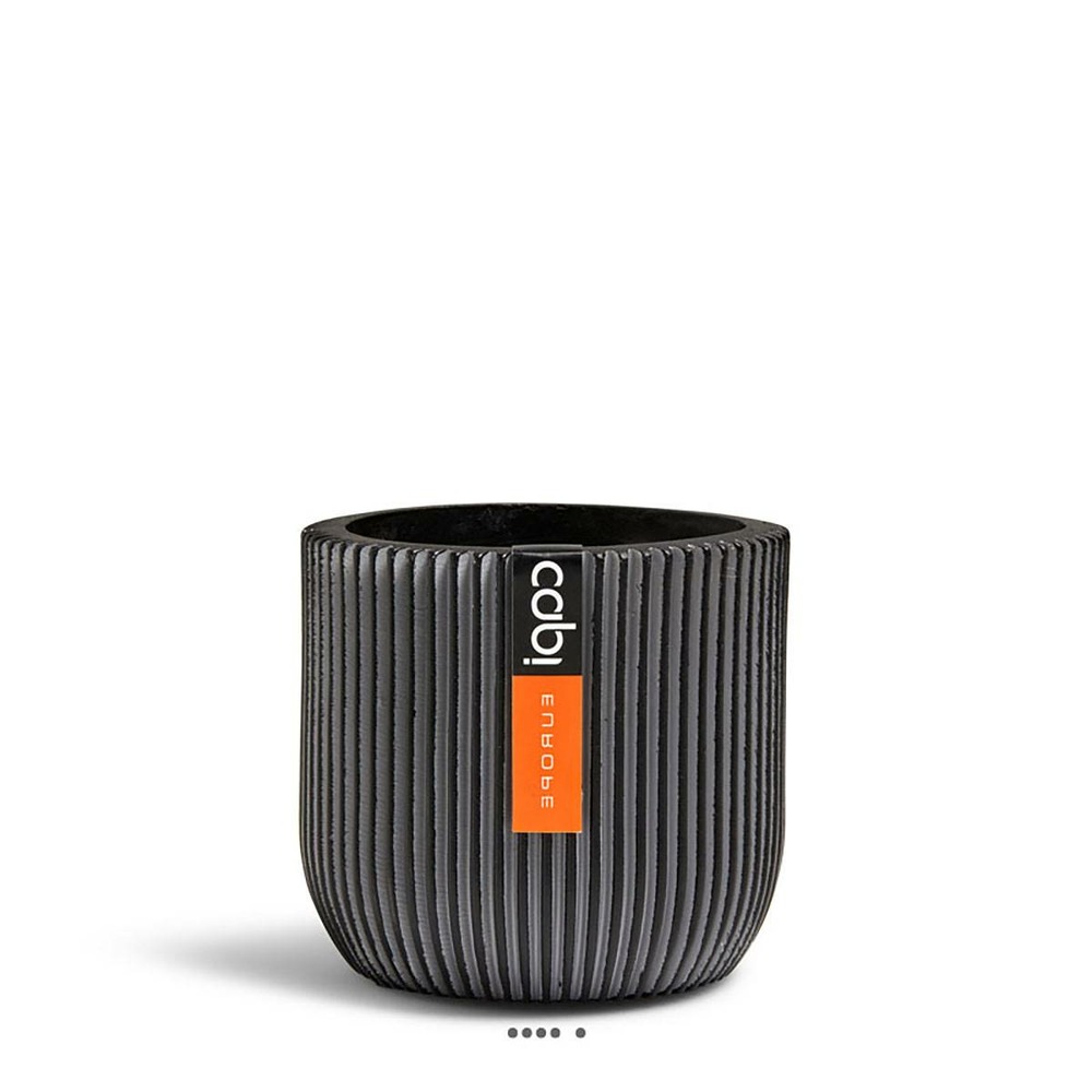 Pot groove plastique forme eggpot h 21 x d 23cm noir-blanc - dimhaut: h 21 cm -