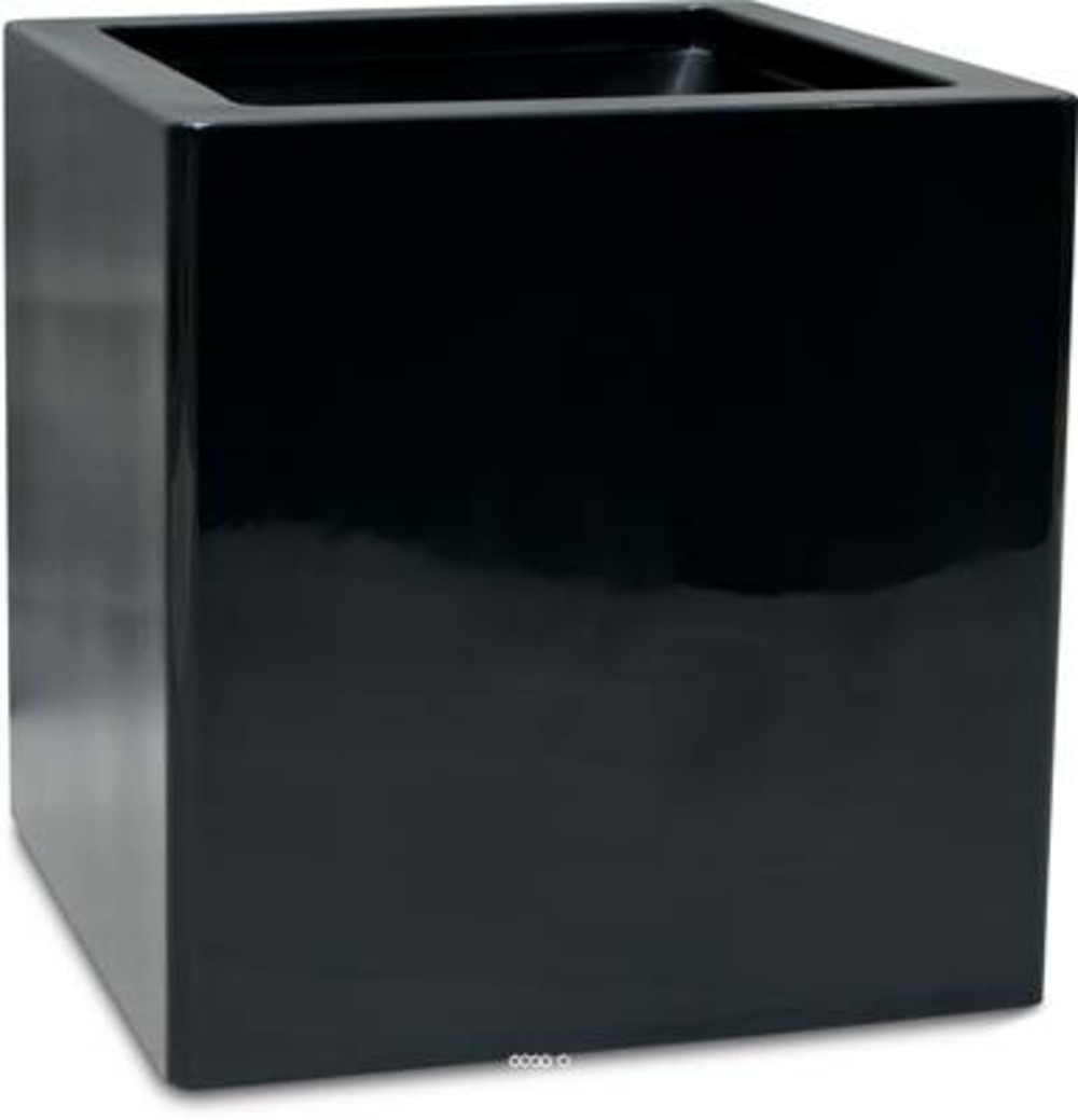 Bac fibres de verre gelcoat 40 x 40 cm h 40 cm ext. Cube noir glossy - dimhaut: