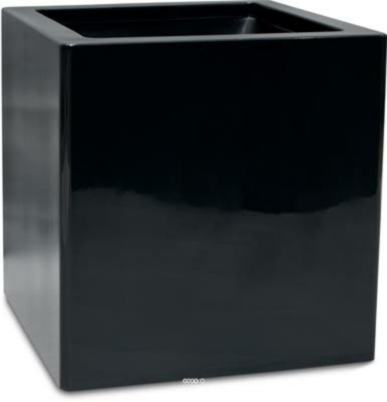 Bac fibres de verre gelcoat 40 x 40 cm h 40 cm ext. Cube noir glossy - dimhaut: