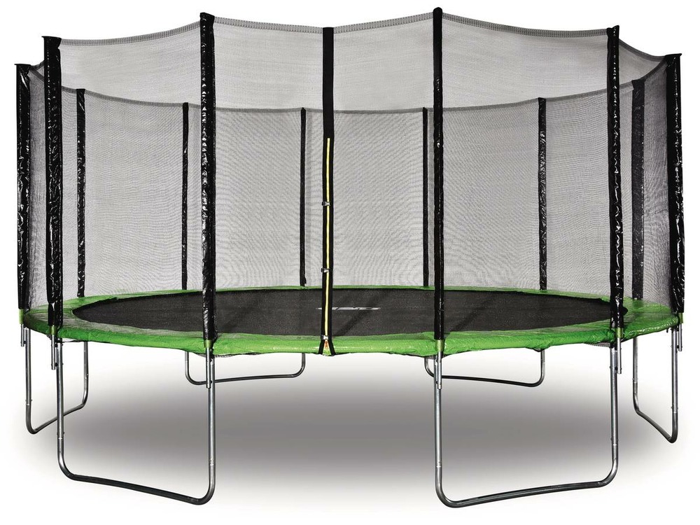 Trampoline yoopi - ø 4. 90 m - vert - avec filet + échelle + couverture + kit d'ancrage