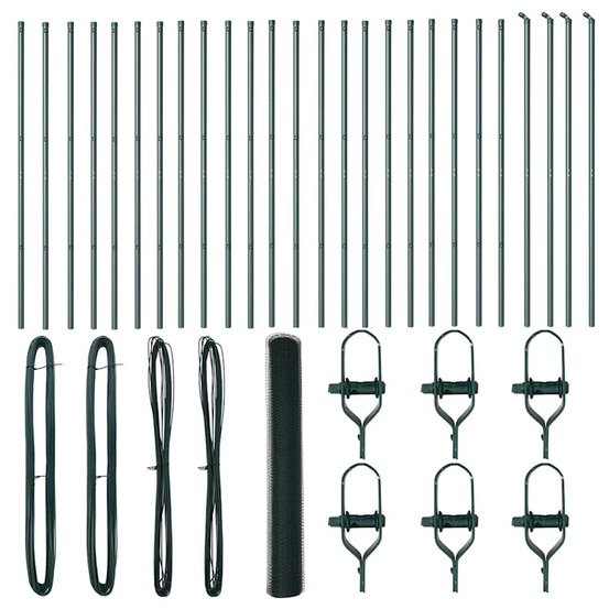 Clôture avec poteaux vert 1.4 x 50 m acier recouvert de pvc