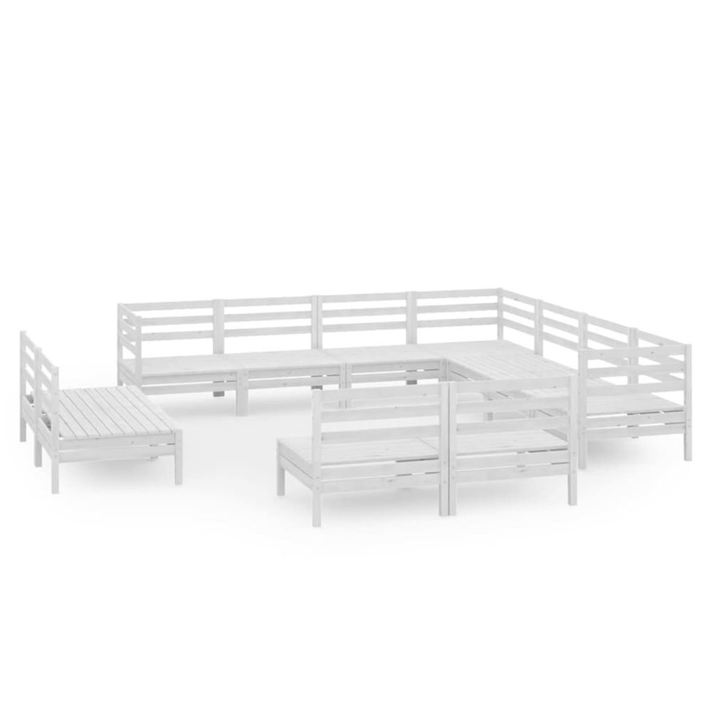 Salon de jardin 11 pcs bois de pin massif blanc