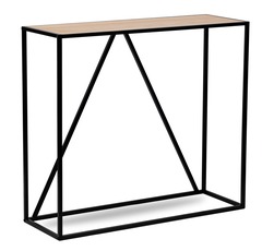 Table console design industriel moderne en bois et metal noir bois