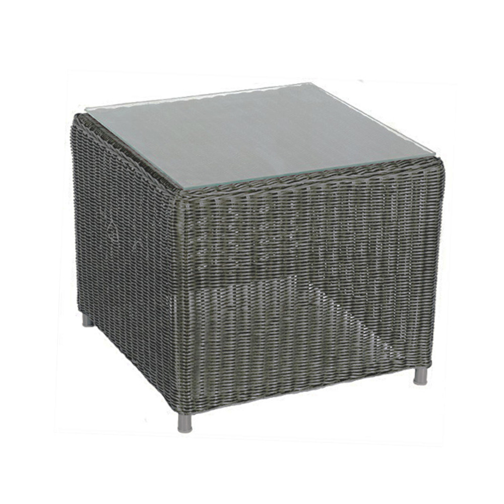 Table d'appoint  en résine tressée carrée grise togu