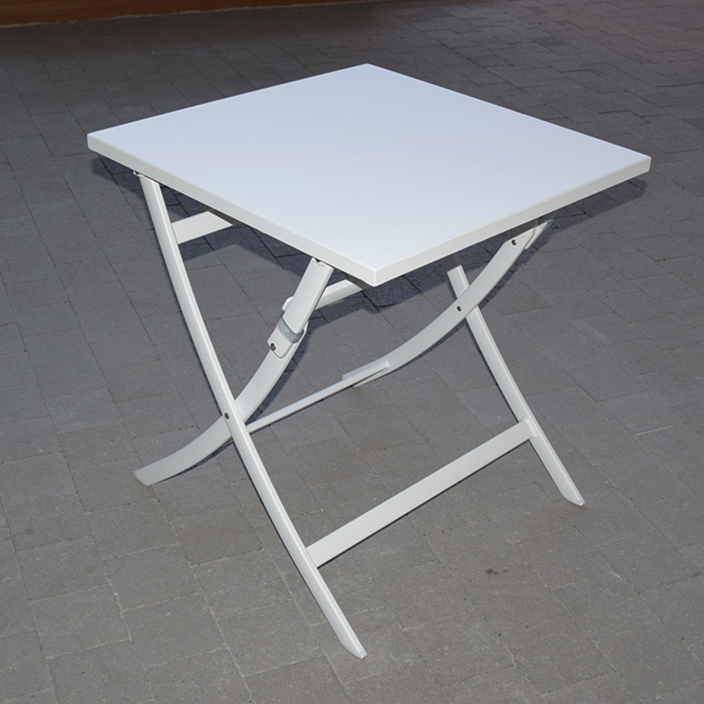Table pliante carrée en alu blanc 70 x 70 cm grace