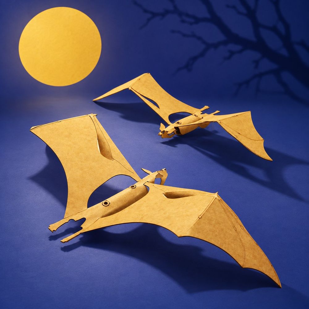 Kit de pliage en bois – 2 chauves-souris halloween | bat-ween