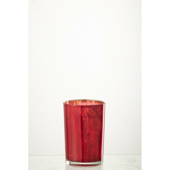 Photophore en verre rouge 12x12x18 cm