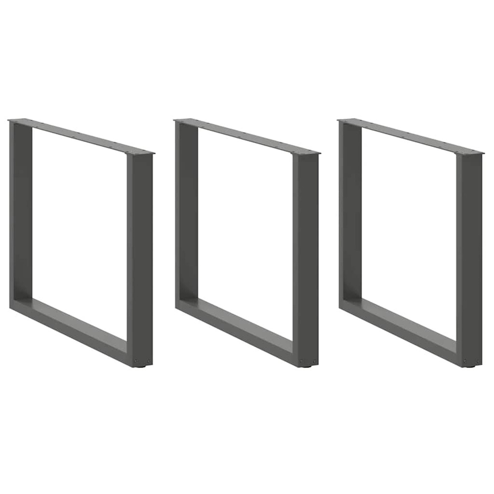 Pieds de table à manger en u 3 pièces anthracite 100 x (72-73) cm acier