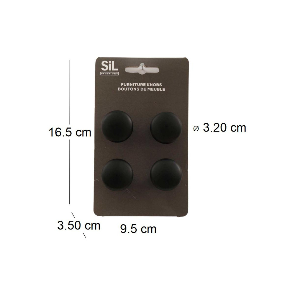 Ensemble de 4 boutons de meuble en alu noir