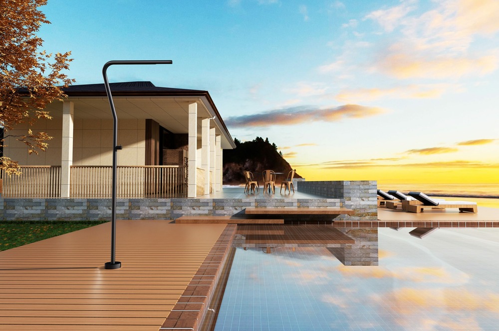 Douche de piscine noire en inox 316 durabilite et design raffine