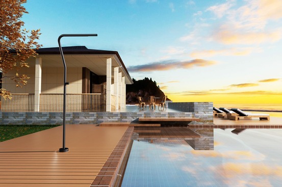 Douche de piscine noire en inox 316 durabilite et design raffine