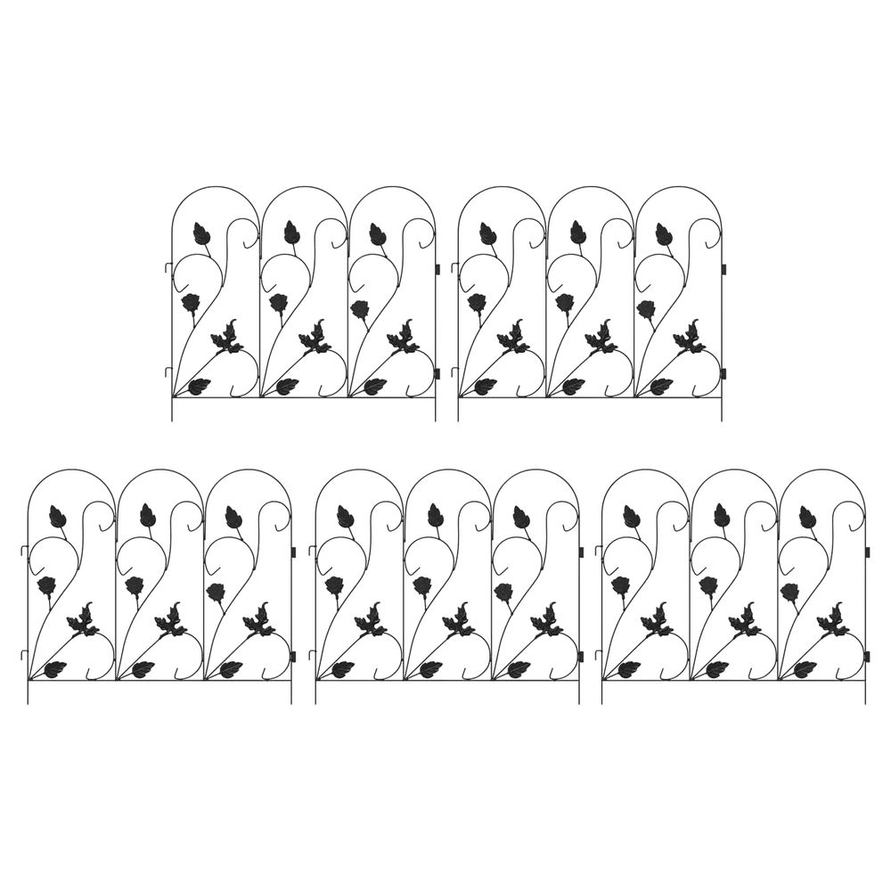 Clôture de jardin 5 pc acier noir