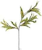 Croton factice en branche h65cm 3 têtes 45 feuilles tissu vert-jaune - couleur: