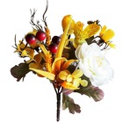 Bouquet automnal 5 ramures hauteur 17 cm diametre 12 cm top crème - couleur: crè