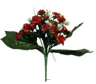 Bouquet de roses factices 35 fleurs avec feuilles h24cm vermillon - couleur: ver