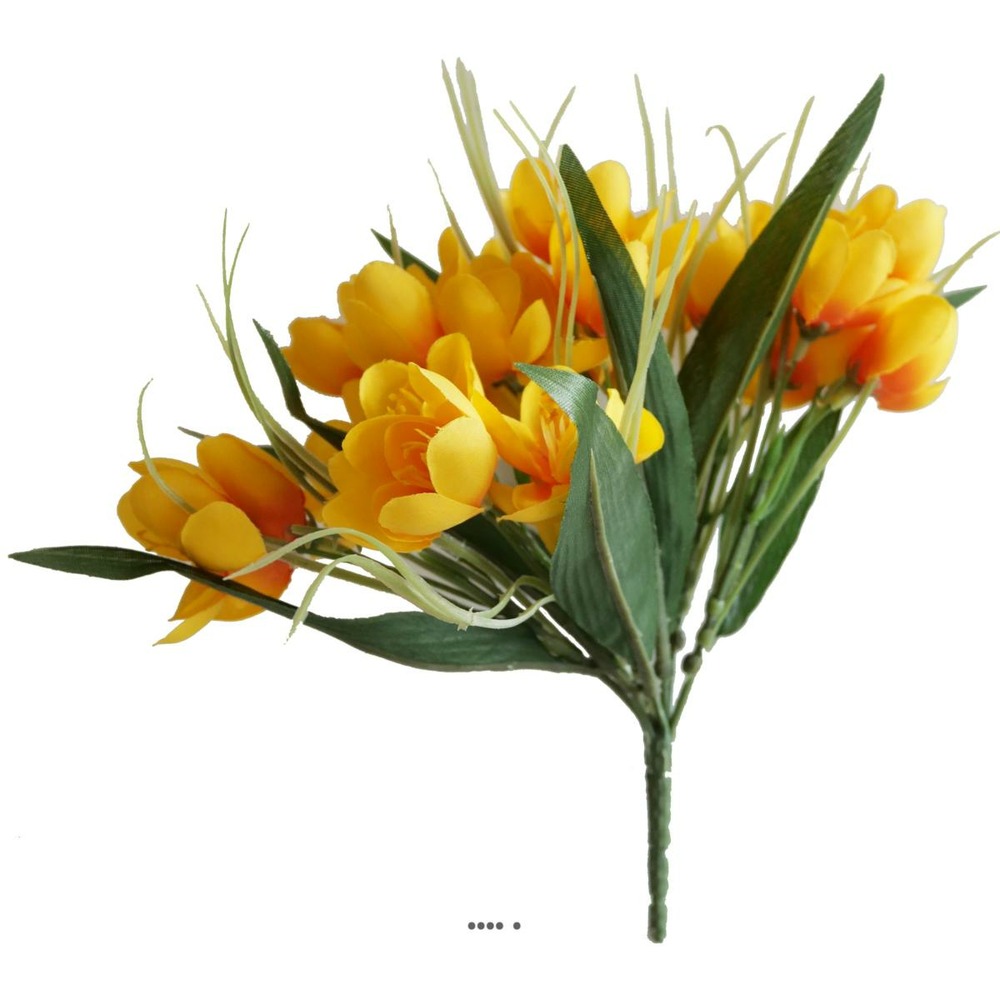 Bouquet de Crocus artificiels 31 fleurs tissu