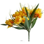 Bouquet de crocus artificiels 31 fleurs tissu hauteur 22 cm top jaune - couleur: