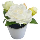 Roses artificielles en pot blanc h 14 cm composition adorable crème - couleur: c