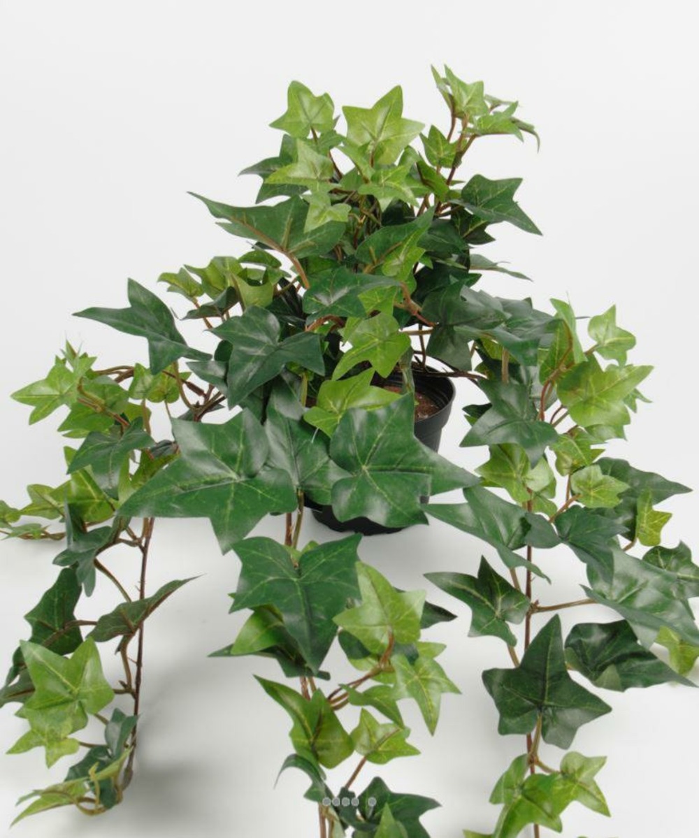 Lierre artificiel vert en chute l 60 cm en pot 9 ramures dense h 20 cm