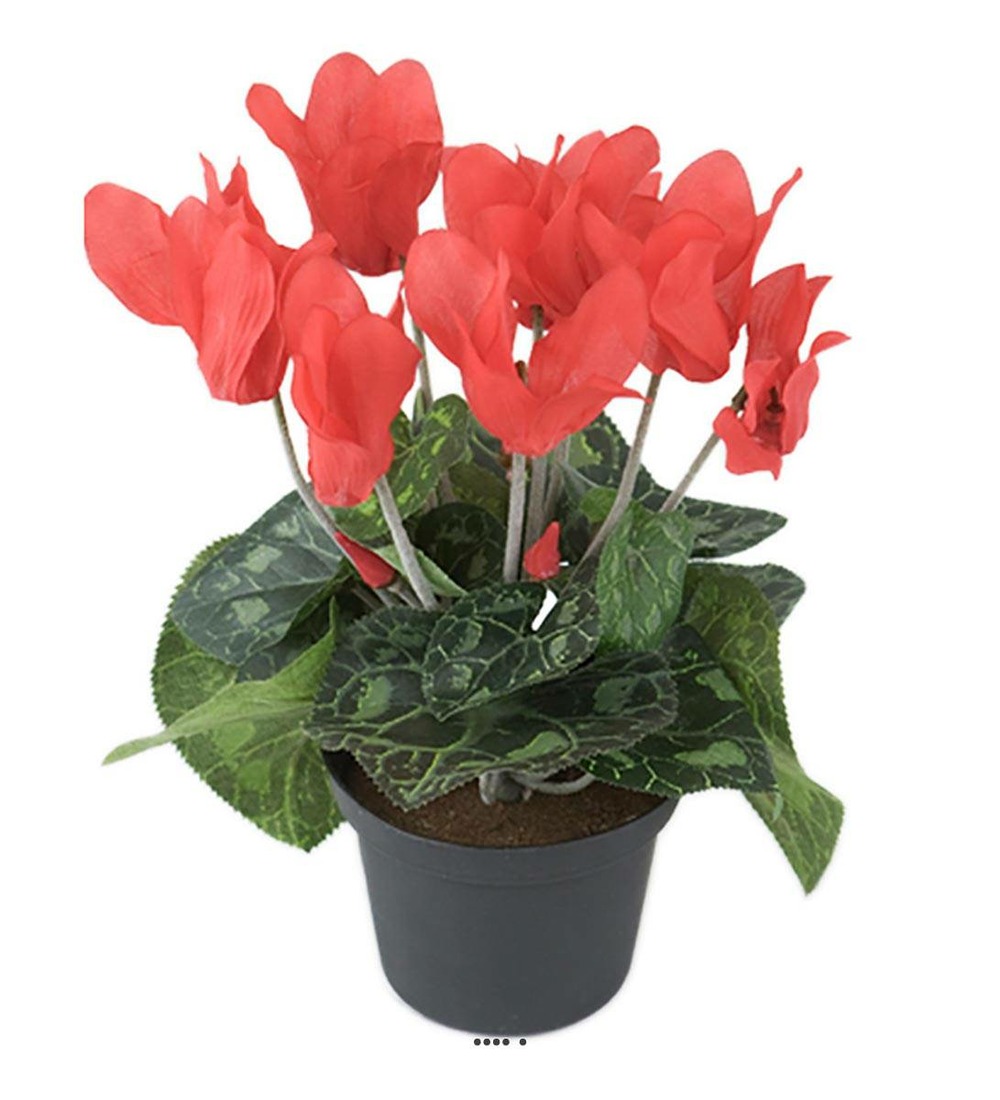 Cyclamen artificiel en pot h 20 cm d 15 cm qualité top rouge - couleur: rouge
