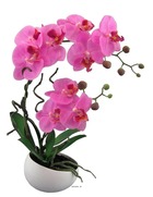Orchidée factice 2hampes coupe céramique h45cm touché réel rose fushia - couleur