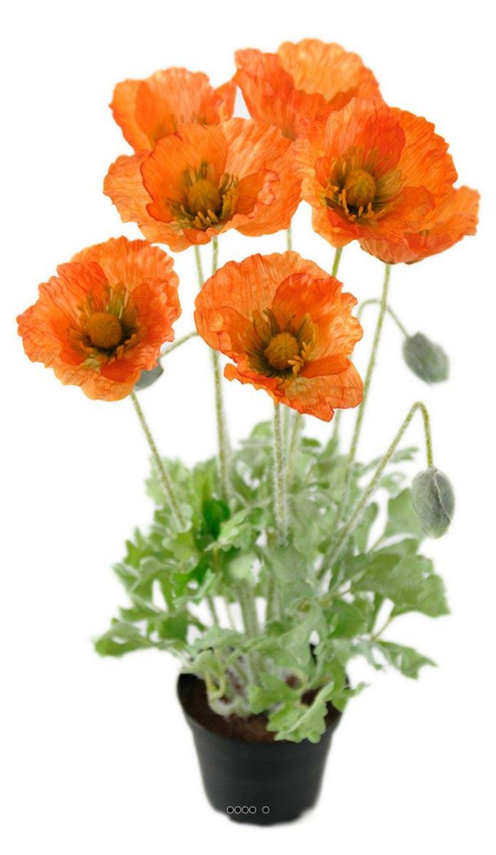 Pavot artificiel en pot h 45 cm d 30 cm qualité top orange - couleur: orange