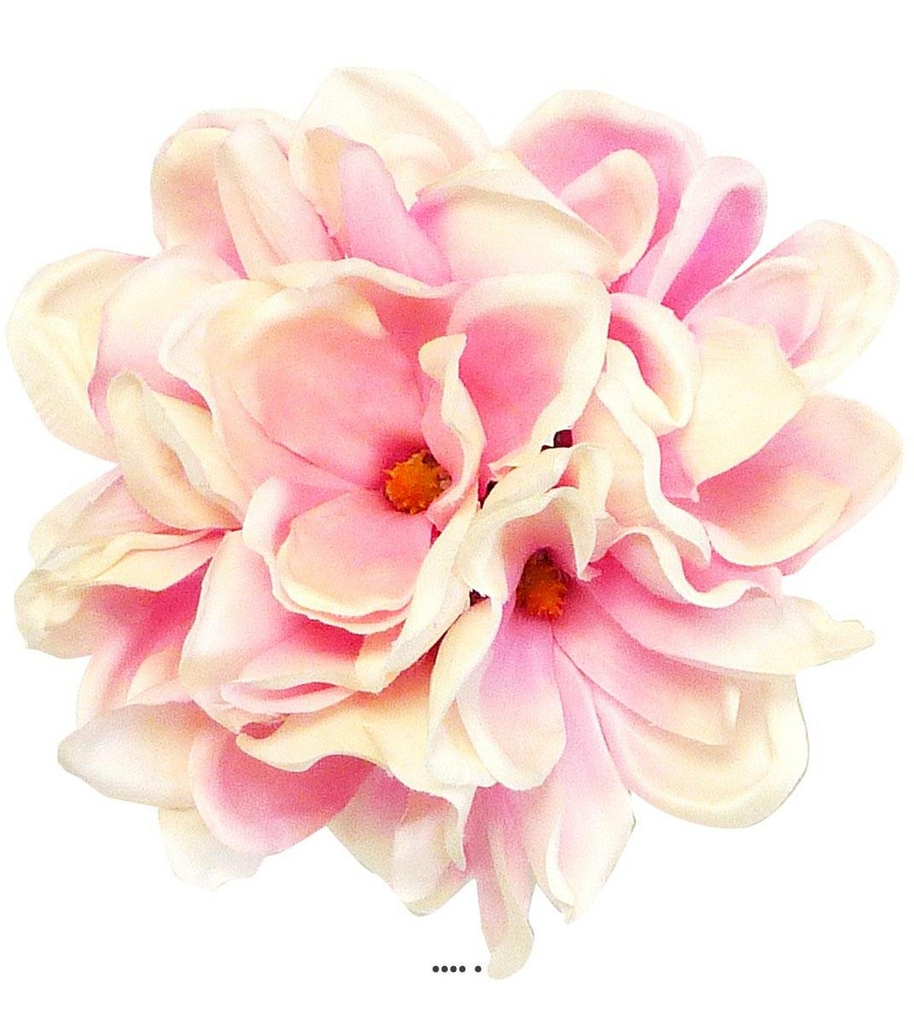 Bouquet de magnolias artificiels 7 têtes hauteur 24 cm rose-crème - couleur: ros