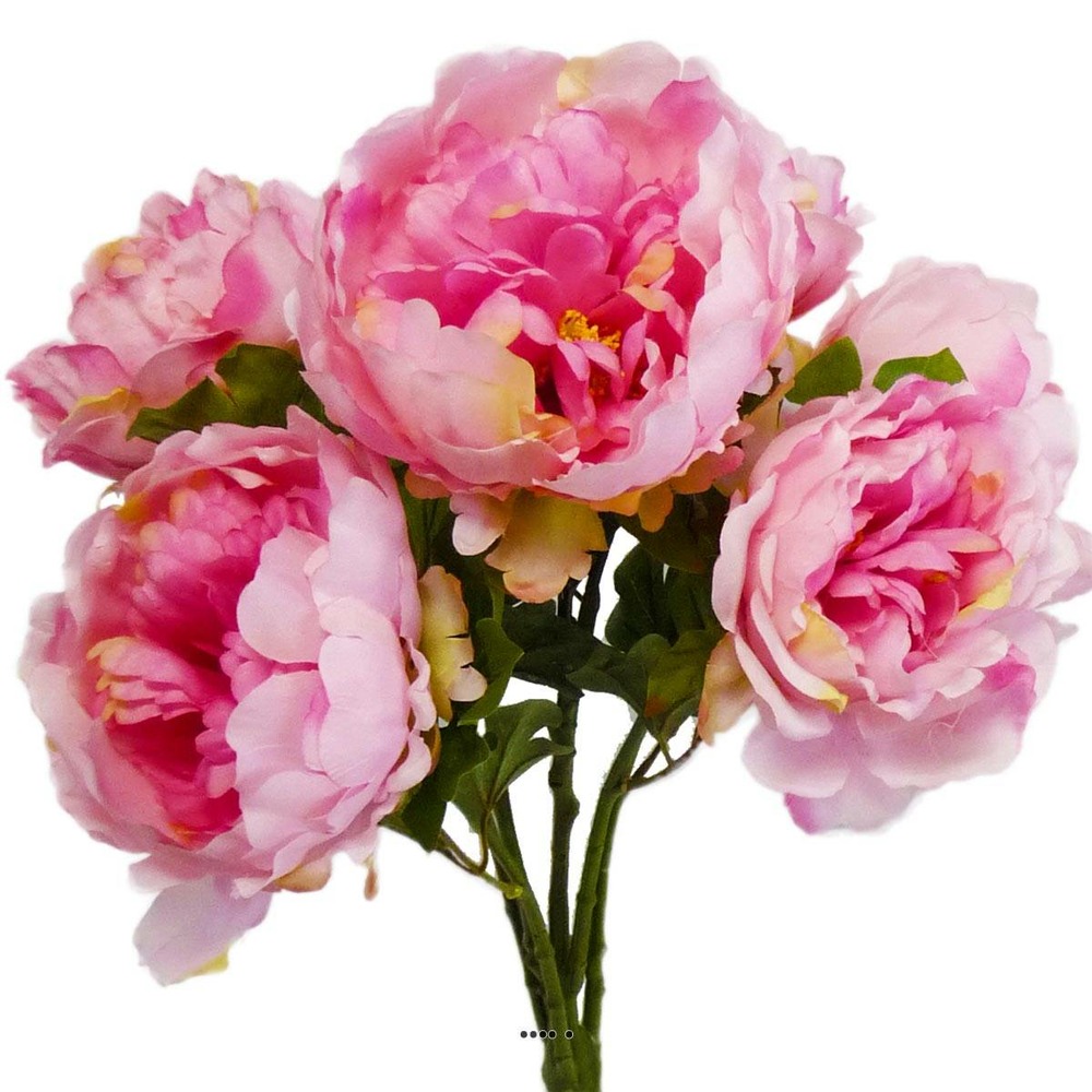 Bouquet de pivoines artificielles 7 têtes hauteur 55 cm rose - couleur: rose