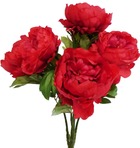 Bouquet de pivoines artificielles 7 têtes hauteur 55 cm rouge - couleur: rouge