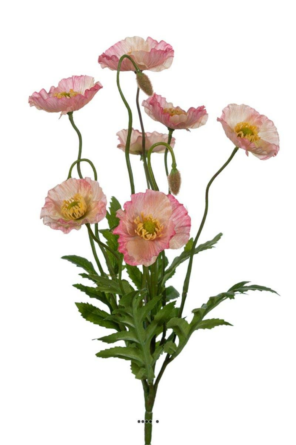 Pavots coquelicots factices en piquet 7fleurs h35cm d25cm rose soutenu - couleur