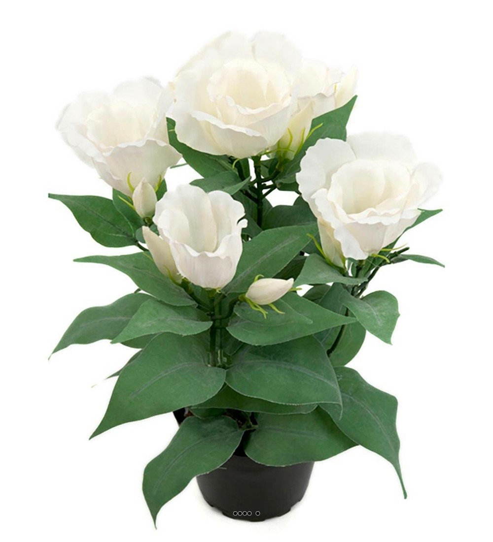 Eustoma artificiel en pot, 4 tÃªtes de fleurs