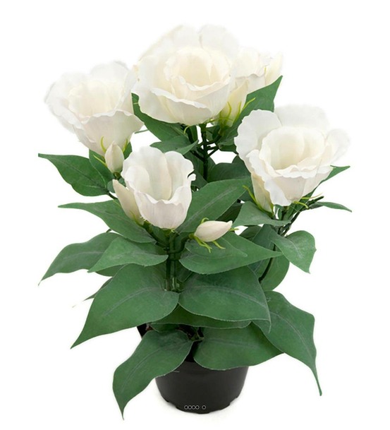 Eustoma artificiel en pot, 4 têtes de fleurs