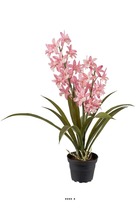 Orchidée cymbidium artificielle en pot, h 45 cm rose - couleur: rose