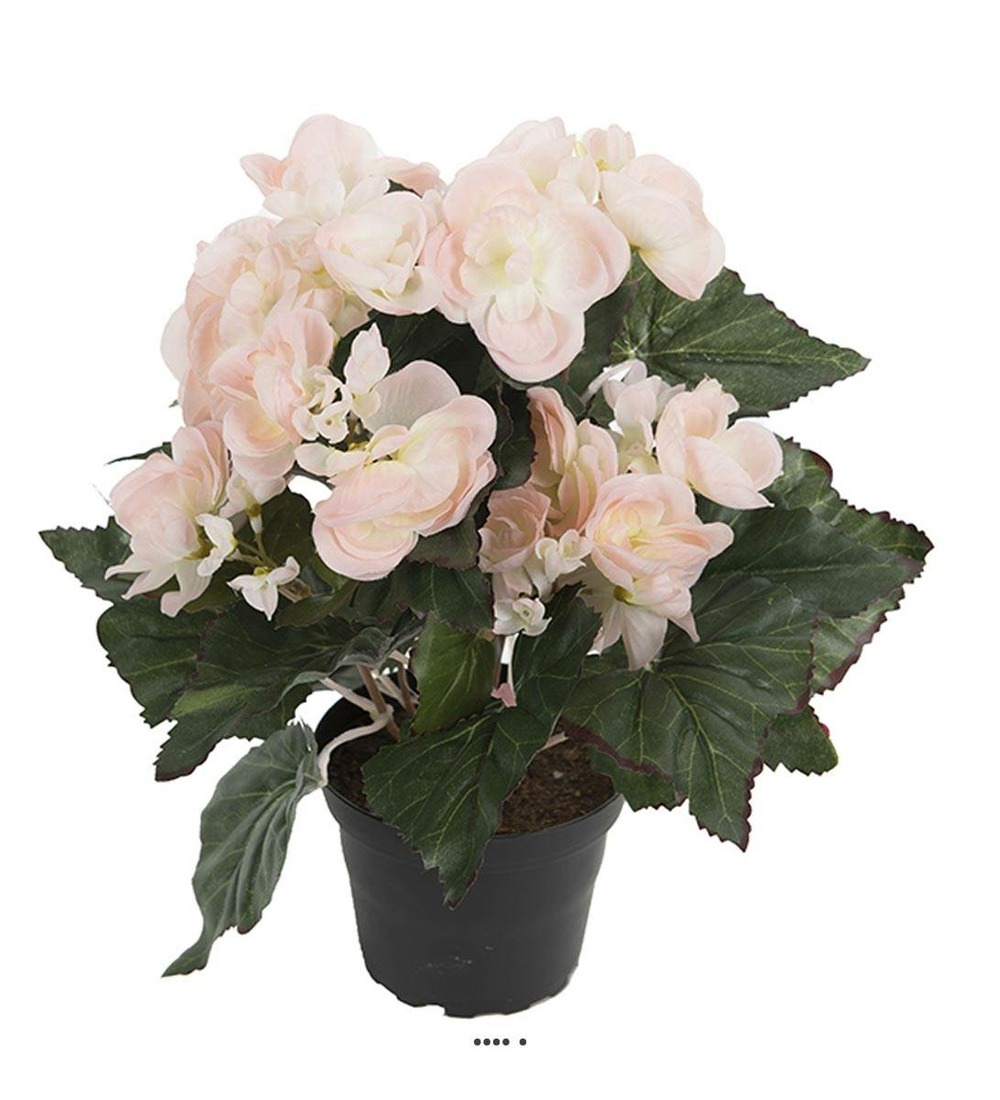 Begonia artificiel en pot H 28 cm
