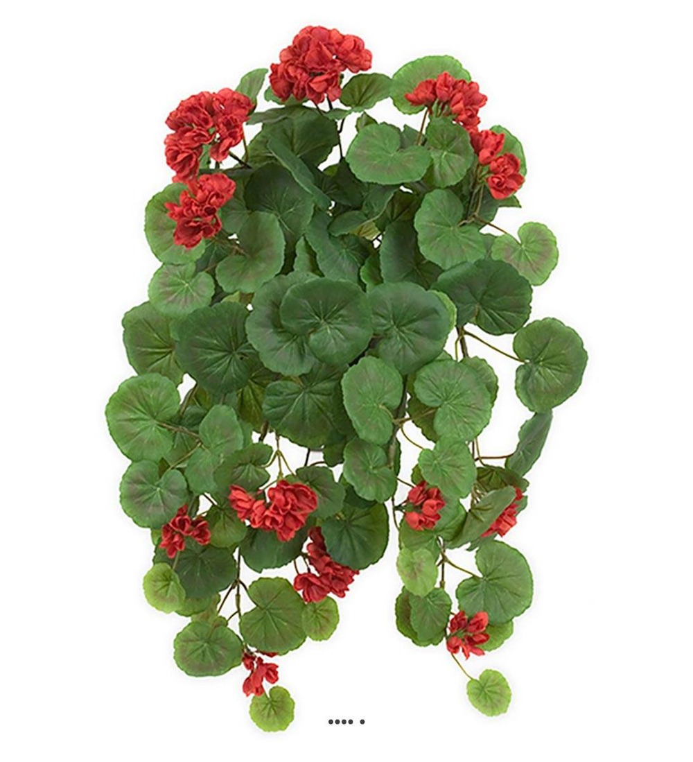 Géranium artificiel en fleurs retombant, en pot, l 50 cm rouge - couleur: rouge