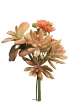 Bouquet plante grasse factice en piquet 3 têtes h18cm automne - couleur: automne