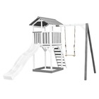 Axi beach tower aire de jeux avec toboggan en blanc, balançoire & bac à sable