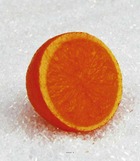 Demi orange artificielle luxe en lot de 3 en plastique soufflé d 65 mm