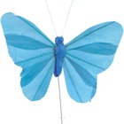 Papillons artificiels x 6 turquoise l 8 5 x h 5 cm - couleur: bleu turquoise