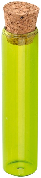 Eprouvette en verre vert avec bouchon de liege a garnir h 10 cm - couleur: vert