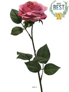 Rose factice paris h64cm tête d9cm 12 feuille tissu rose soutenu best - couleur:
