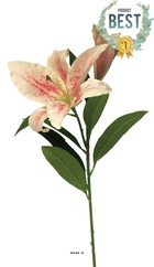 Lys commun artificiel, 2 fleurs, h 74 cm rose pâle - best - couleur: rose pâle