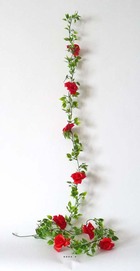 Guirlande de 8 roses artificielles rouge plastique l 180 cm - couleur: rouge