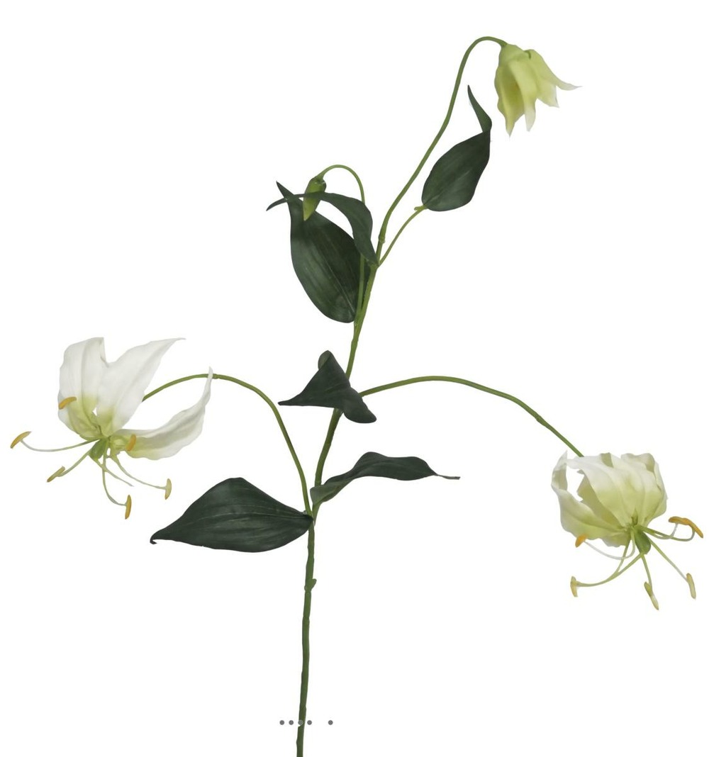 Lys gloriosa artificiel Creme 2 fleurs
