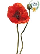 Pavot artificiel h60 cm 1 fleur et 1 bouton superbe fleur rouge - best - couleur