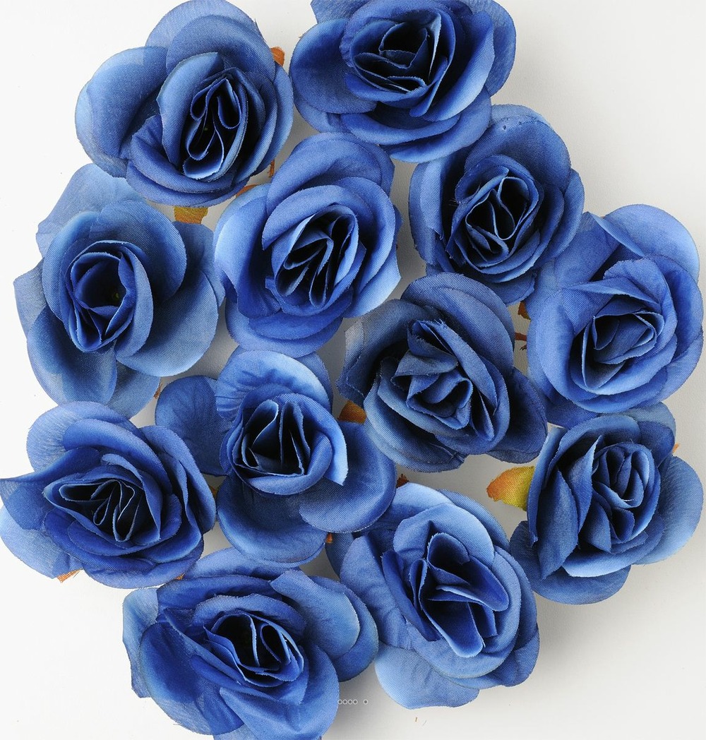 Tetes de rose Artificielle X 12 Bleu D 4 5