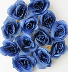 Têtes de rose artificielle x 12 bleu d 4 50 cm pour boule de rose - couleur: bla
