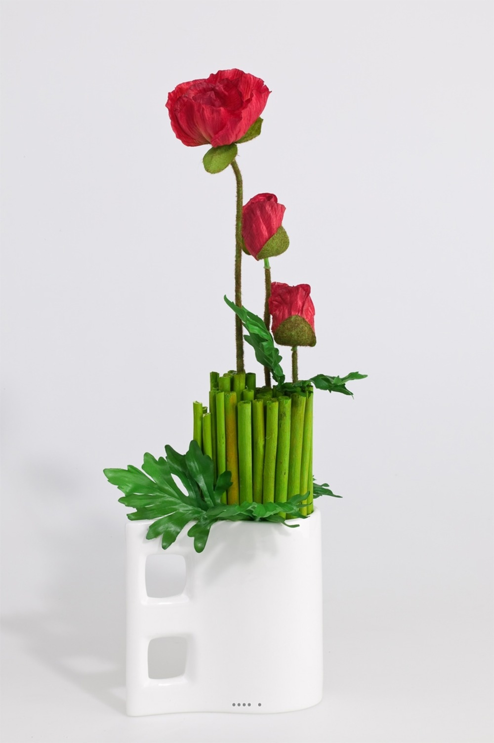 Composition Coupe de 3 Pavots rouge